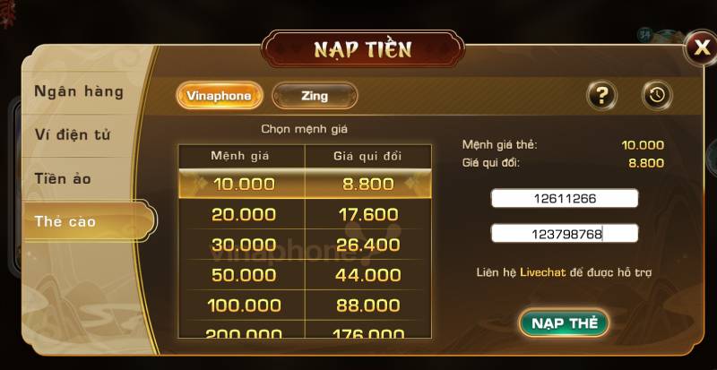 Hướng Dẫn Nạp Tiền iWin Nhanh Gọn Chỉ Vài Phút 6 Nạp Tiền Bằng Thẻ Cào Điện Thoại